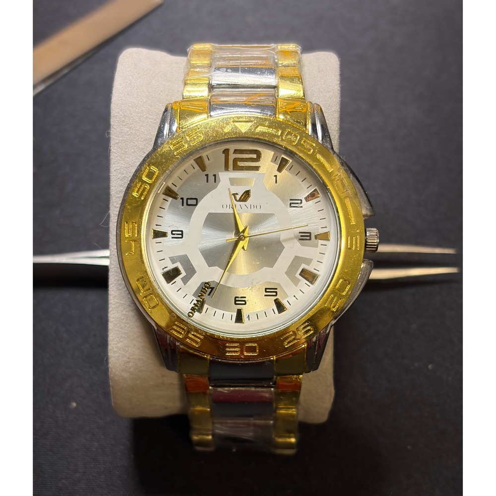Orlando Wrist Watch Mens OS Silver Gold‎ Two Tone Metal Link Band Dress